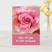 Carte GODDAUGHTER Anniversaire avec rose rose rose rose  (Fleur jaune)