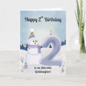 Carte Goddaughter Happy 2nd Birthday Snowman Building (Devant)