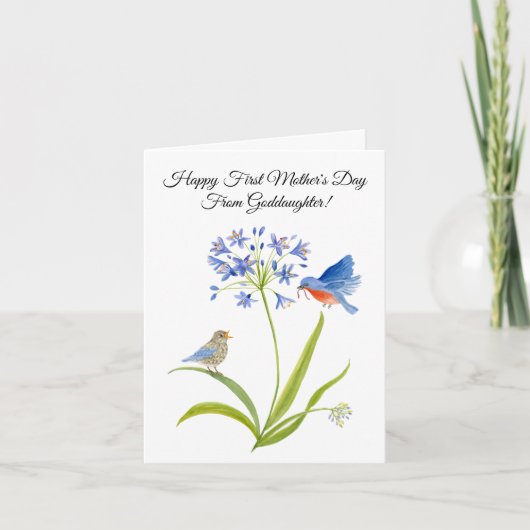 Carte Goddaughter Happy First Mother’s Day Bluebird (Devant)