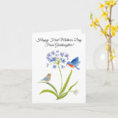 Carte Goddaughter Happy First Mother’s Day Bluebird (Fleur jaune)