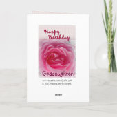 Carte GODDAUGHTER - Joyeux xxe anniversaire - Rose rose (Dos)