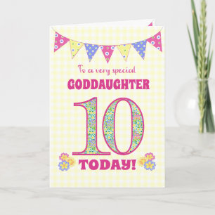 Carte Godgirl 10e Anniversaire Primroses Bunting Card