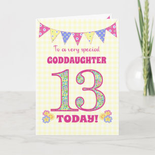 Carte Godgirl 13e Anniversaire Primroses Bunting Card