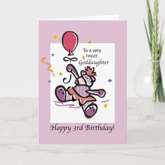 Carte Godgirl 3e anniversaire Bear Balloon (Devant)