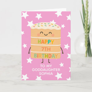 Carte Godgirl 7e Anniversaire Cute Cake Custom Pink