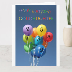 Carte Godgirl, 9ème anniversaire heureux en ballon.