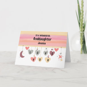 Carte Godgirl Anniversaire Coeurs Lune Étoiles