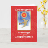 Carte Godgirl Confirmation Dove sur Rouge (Fleur jaune)