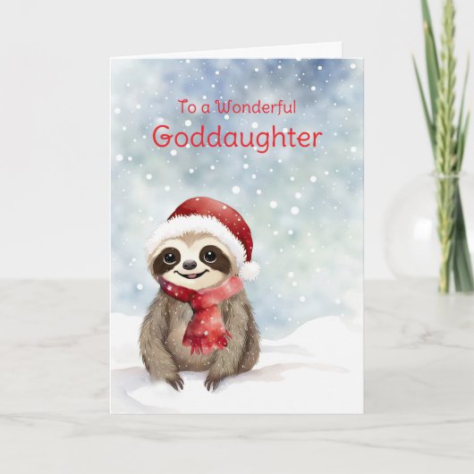 Carte Godgirl Happy Holidays mignonne Sloth (Devant)