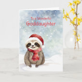 Carte Godgirl Happy Holidays mignonne Sloth (Fleur jaune)