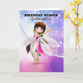 Carte Godgirl, Joyeux anniversaire mignon danse fée (Fleur jaune)