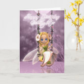 Carte Godgirl Joyeux anniversaire mignonne fée sur fleur (Fleur jaune)