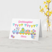 Carte Godgirl Joyeux Bunny de Pâques Train rose (Fleur jaune)