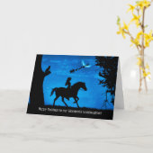 Carte Godgirl Joyeux Vacances Noël Cheval cavalier (Fleur jaune)