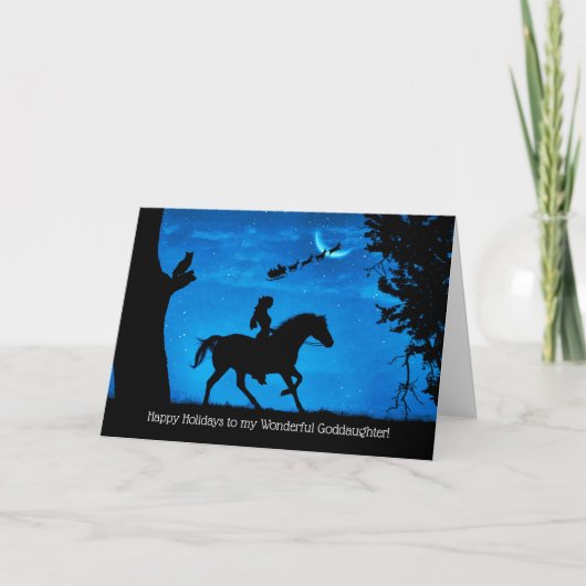 Carte Godgirl Joyeux Vacances Noël Cheval cavalier (Devant)