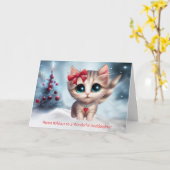 Carte Godgirl Noël vacances avec chat mignon (Fleur jaune)