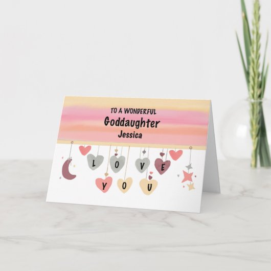 Carte Godgirl Valentine Coeurs Lune Étoiles (Devant)