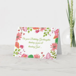 Carte Godgirl Watercolor Flowers Religieux Anniversaire