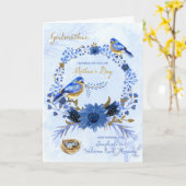 Carte Godmère en Fête des Mères Aquarelle Bluebirds (Fleur jaune)
