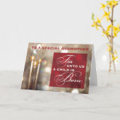 Carte Godmère Noël bougies L'enfant est né (Fleur jaune)