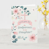 Carte Godparents Demande de Fille Peach Blossoms (Fleur jaune)
