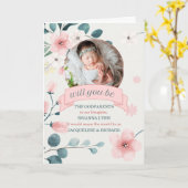 Carte Godparents demandent des fleurs de pêche avec phot (Fleur jaune)