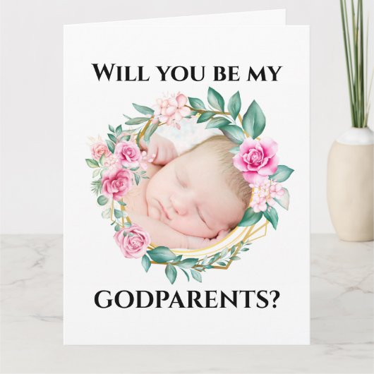 Carte Godparents demandent une couronne fleurie do-it-yo (Devant)