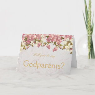 Carte Godparents Proposition Orchidées roses sur marbre