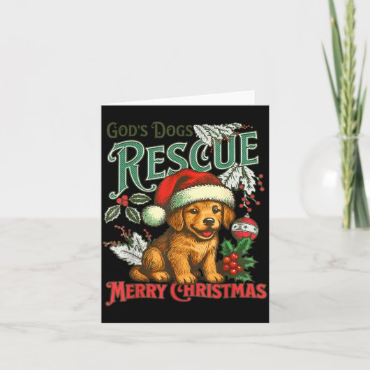 Carte God's Dogs Rescue Christmas Santa Golden Retriever (Devant)