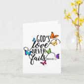 Carte God's Love Never Fails - Butterfly Art - Religious (Fleur jaune)