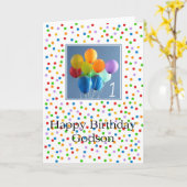Carte Godson, ballons de 1er anniversaire (Fleur jaune)
