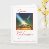 Carte Godson Confirmation Dove, Bible, Croix (Fleur jaune)