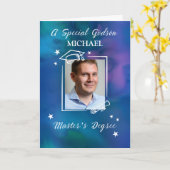 Carte Godson Custom Photo and Name Master's Degree (Fleur jaune)