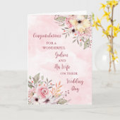 Carte Godson et sa femme Mariage Félicitations (Fleur jaune)