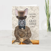 Carte Godson Funny Anniversaire Hipster Rabbit Gris Lièv (Devant)