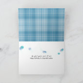 Carte Godson pour anniversaire aqua plaid (Intérieur)