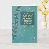 Carte Godson Religieux Anniversaire Vert Main Levée (Fleur jaune)