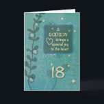 Carte Godson Religious 18th Birthday Hand Drawn Look<br><div class="desc">L'un de vous bien-aimés sera bientôt fêter son 18ème anniversaire. Cette carte avec des feuilles verts à l'avant est parfaite pour l'envoyer. Le message religieux à l'intérieur réchauffera certainement son coeur alors qu'il célèbre sa journée spéciale.</div>