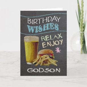 Carte Godson Trendy Chalk Board Effect, With Beer Burger