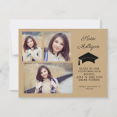 Carte Gold 4 Photo Graduation Enregistrer Date 2022 (Devant)