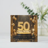 Carte Gold 50th Birthday (Debout devant)