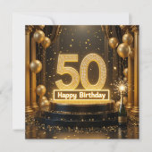 Carte Gold 50th Birthday (Devant)