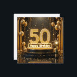 Carte Gold 50th Birthday<br><div class="desc">Célébrez un jalon dans le style avec cette luxueuse bannière de 50e anniversaire ! Doté de numéros dorés éblouissants ornés de diamants scintillants, d'élégants ballons dorés et d'un thème sophistiqué noir et or, ce design exhale classe et festivité. Parfait pour les fêtes d'anniversaire, les décorations, les reportages photo et les...</div>