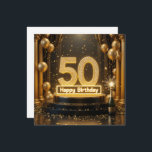 Carte Gold 50th Birthday<br><div class="desc">Célébrez un jalon dans le style avec cette luxueuse bannière de 50e anniversaire ! Doté de numéros dorés éblouissants ornés de diamants scintillants, d'élégants ballons dorés et d'un thème sophistiqué noir et or, ce design exhale classe et festivité. Parfait pour les fêtes d'anniversaire, les décorations, les reportages photo et les...</div>