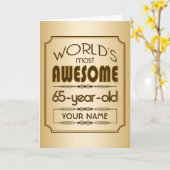 Carte Gold 65th Birthday Celebration World Meilleur Fabu (Fleur jaune)