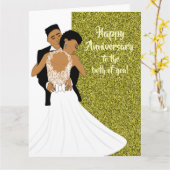Carte Gold African American Couple Anniversaire (Fleur jaune)