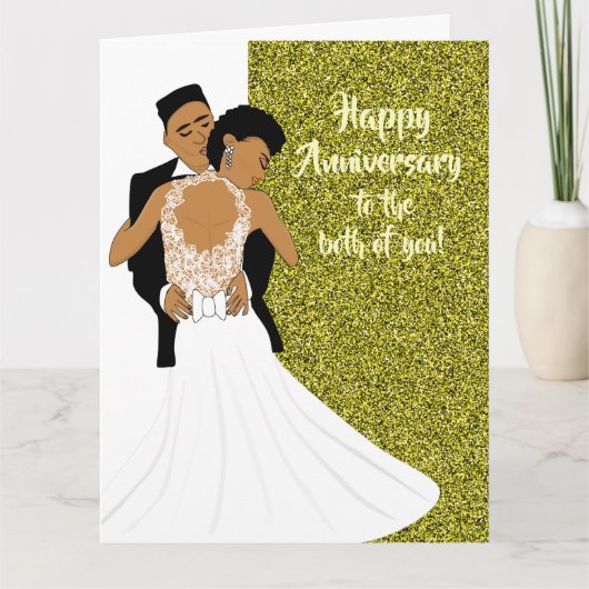 Carte Gold African American Couple Anniversaire (Devant)