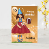 Carte Gold and Red Birthday with Age for a Girl (Fleur jaune)
