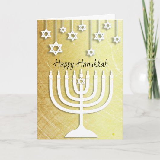 Carte Gold and White Menorah Happy Hanukkah (Devant)