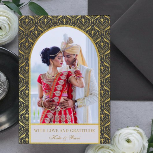 Carte Gold Art déco Mariage Merci photo